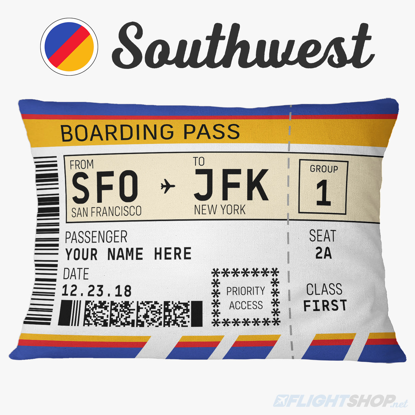 Boarding Pass Pillow